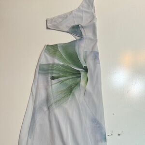 Peppermayo One Shoulder White and Green Dress